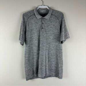 Lululemon Men’s Gray Heathered 3 Button Collar Metal Vent Polo Shirt Size Large